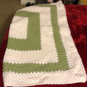 Sage green crocheted blanket